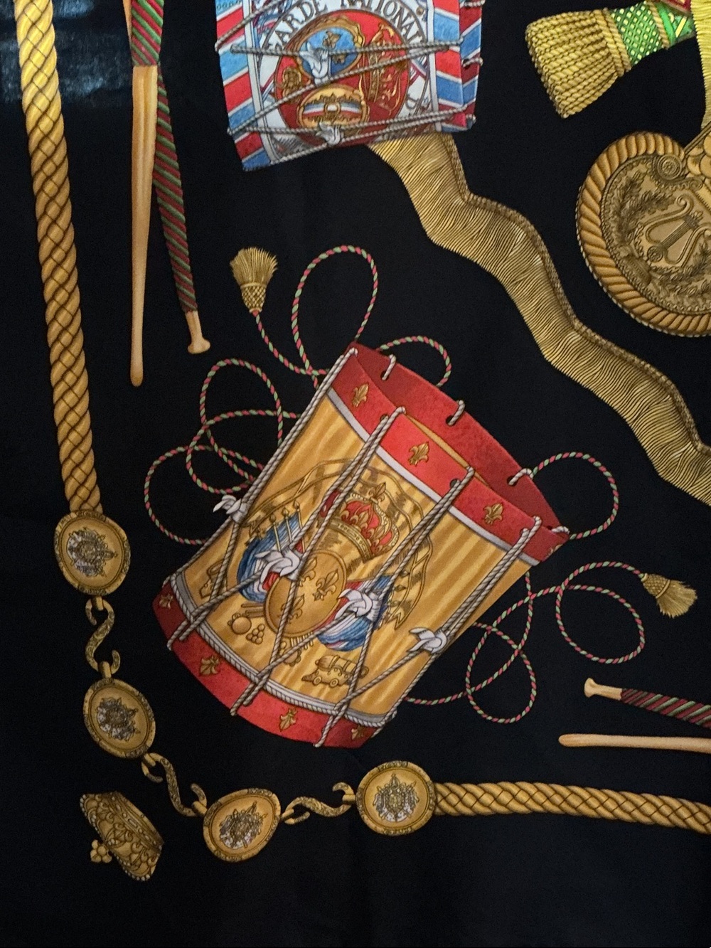 Hermes Paris AUTHENTIC Les Tambours (Drums) Black Silk Twill Scarf Multicolor - Picture 5 of 11